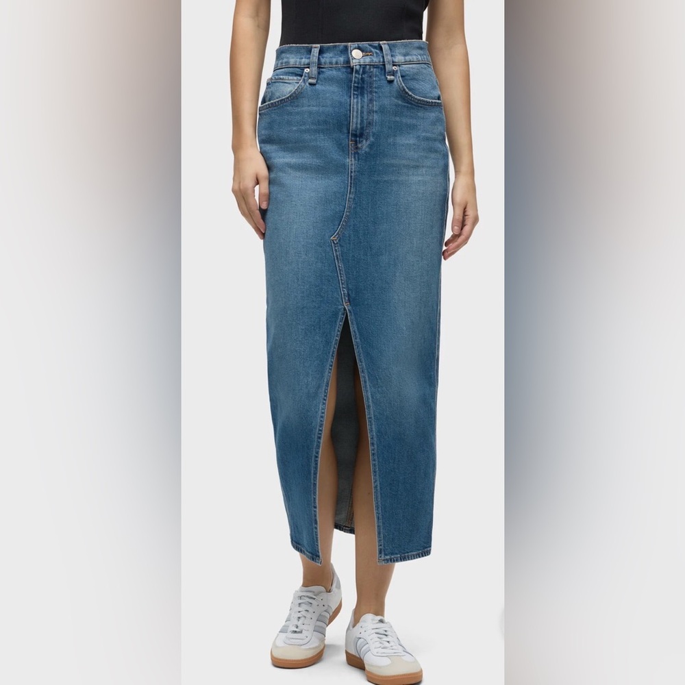 Hudson Jeans Blue Denim Slit Maxi Skirt
